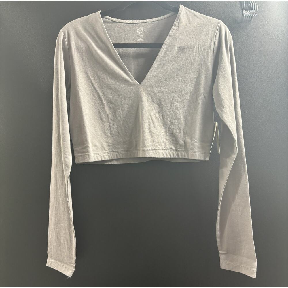 LITA by‎ Ciara NWT Cropped Long Sleeve T-Shirt Frost Grey Size M MSRP $58